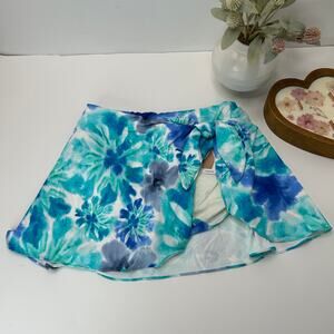 Contours By Coco Reef Floral Skirt with Built in Brief Blues Women's Small NWT